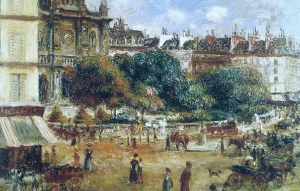Картина, городской пейзаж, Пьер Огюст Ренуар, Pierre Auguste Renoir, Пляс де ля Трините. Париж