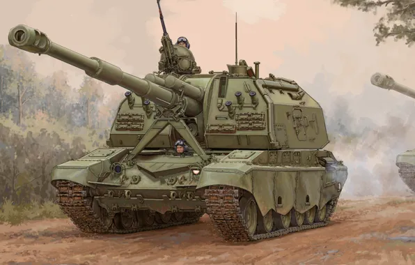 Арт, Артиллерия, САУ, ВС России, Russian, МСТА-С, 2S19M2 Self-Propelled Howitzer