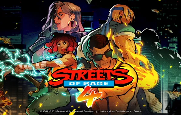 Девушки, огонь, серьги, мужики, персонажи, Streets of Rage 4