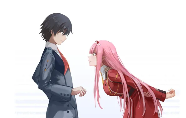 Девушка, аниме, арт, парень, двое, 002, Darling In The Frankxx, Милый во Франксе