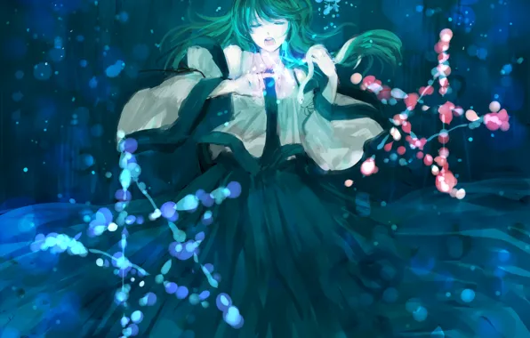 Девушка, магия, touhou, art, kochiya sanae, minase