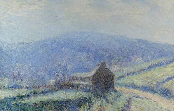 Пейзаж, горы, дом, картина, Гюстав Луазо, Gustave Loiseau, Мороз в Уегоа. Финистер