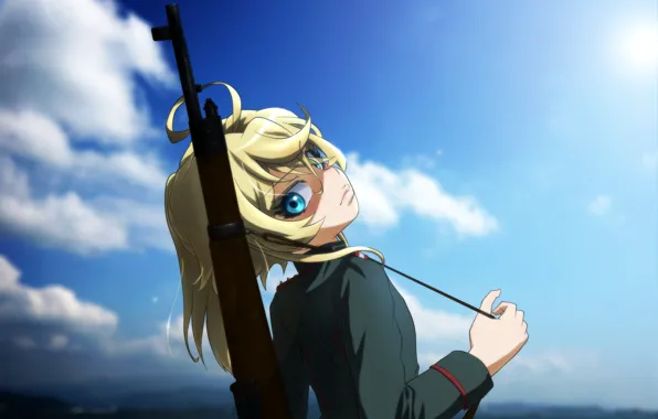 Fire, girl, gun, soldier, sky, military, weapon, war
