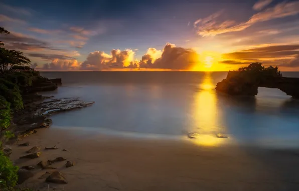 Картинка пляж, скала, океан, рассвет, Тайланд