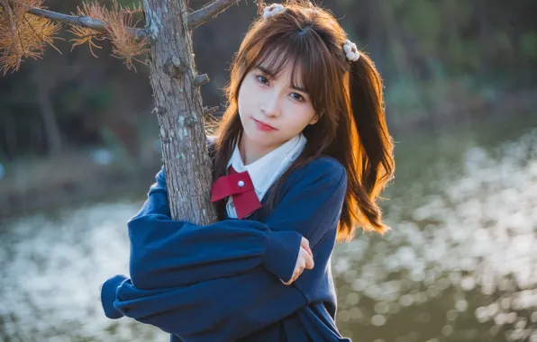 Beautiful, Asian, Model, Tree, Water, Woman, Pretty, Japanese