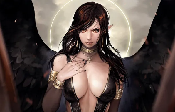 Крылья, арт, fantasy, фрагмент, daehun park, mabinogi fanart neban, агнел