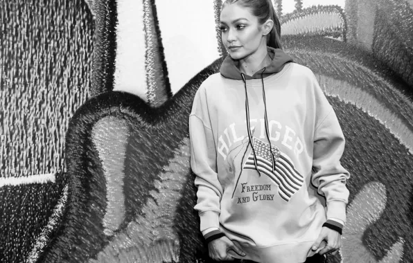 Модель, черно-белое, Gigi Hadid