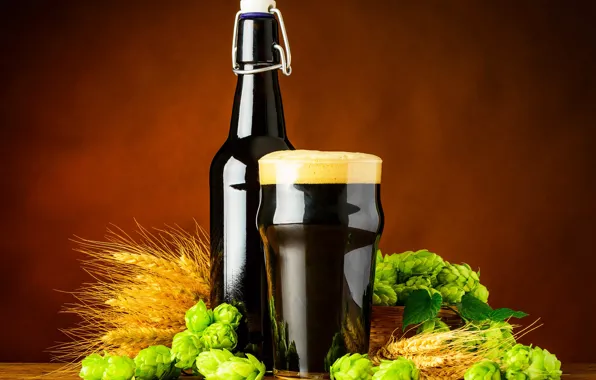 Пена, стакан, пиво, солод, beer, хмель