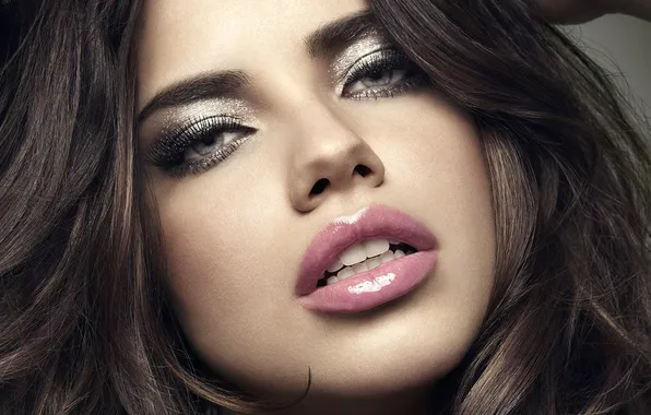 Девушка, лицо, секси, модель, макияж, брюнетка, Адриана Лима, Adriana Lima