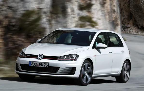 Дорога, авто, скорость, Volkswagen, вид спереди, Golf, GTI, 5-door