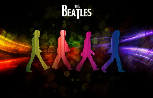 Картинка радуга, beatles, George Harrison, Paul McCartney, John Lennon, Ringo Starr, abby road