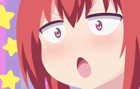 Demon, red, girl, star, devil, red hair, anime, face