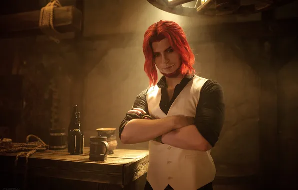 Стол, кружки, парень, косплей, cosplay, таверна, Грейсон, GraysonFin cosplay