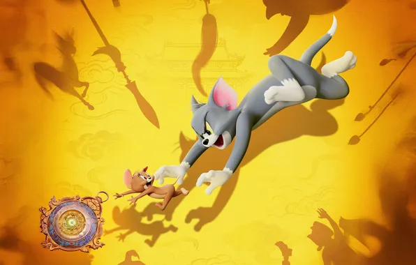 Картинка Movies, 2025, Animation movies, 2025 Movies, Yellow background, Tom And Jerry: Forbidden Compass, Tom & …