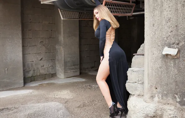 Картинка лето, лицо, секси, поза, модель, спина, фигура, платье