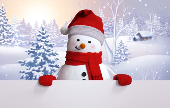 Картинка снеговик, happy, winter, snow, cute, snowman