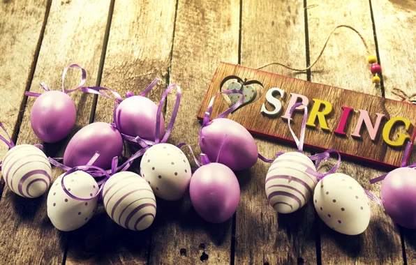 Картинка яйца, весна, Пасха, wood, spring, Easter, purple, eggs