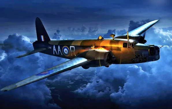 Ночь, бомбардировщик, двухмоторный, Вторая Мировая война, Vickers, Wellington, Wellington Mk.IC