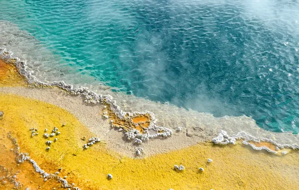 Картинка вода, берег, соли, Yellow Stone.