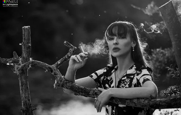 Взгляд, девушка, солнце, поза, модель, дым, портрет, руки