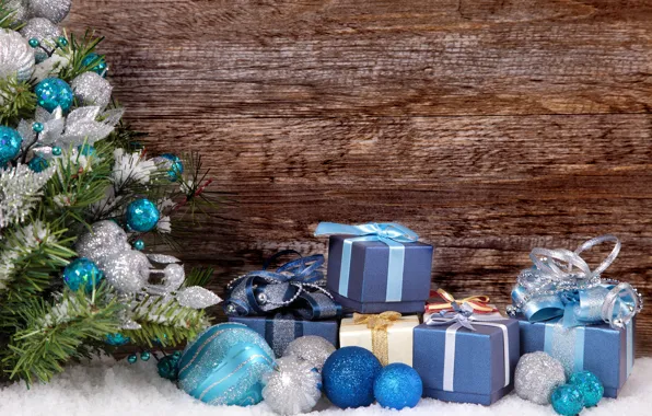 Картинка снег, шары, Новый Год, Рождество, wood, merry christmas, decoration, xmas