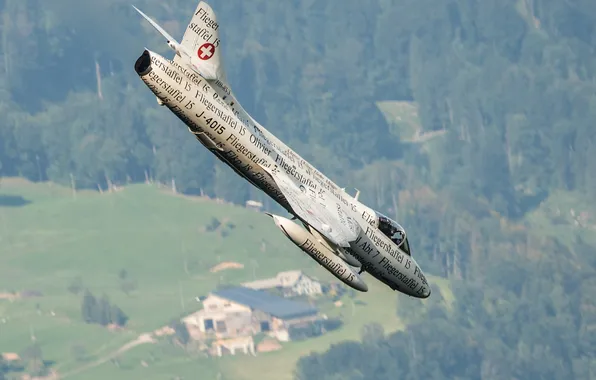 Картинка полет, земля, истребитель, бомбардировщик, Hawker Hunter