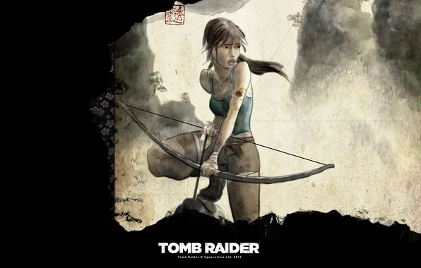 Картинка девушка, лук, арт, Tomb Raider, Лара Крофт, Lara Croft, расхитительница гробниц