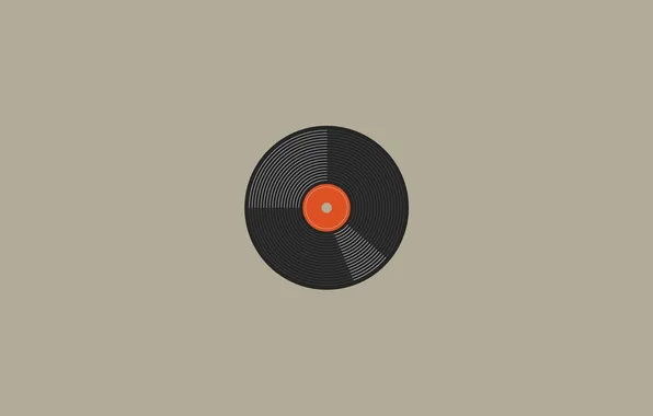 Минимализм, серый фон, minimalism, gray background, vinyl record, виниловая пластинка