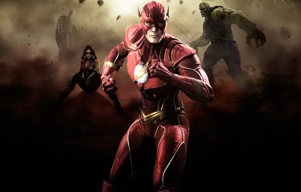 Картинка batman, flash, fighting, Harley Quinn, Injustice: Gods Among Us, Solomon Grundy