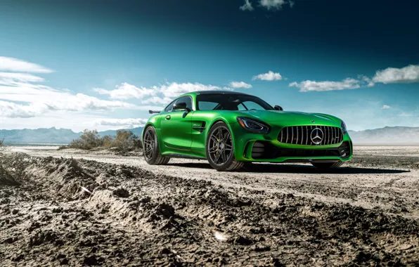 Дорога, небо, дизайн, зеленый, Mercedes GTR