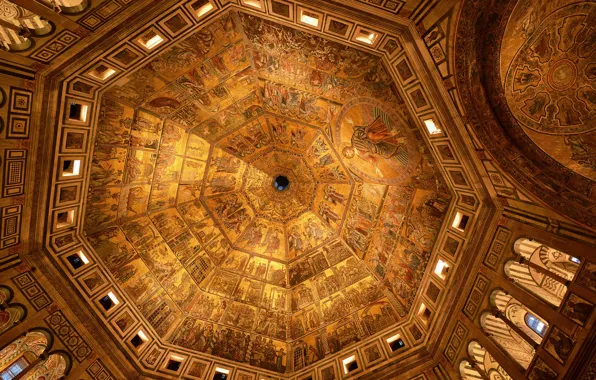 Картинка Флоренция, архитектура, религия, врата рая, крещение, Итплия, баптистерий