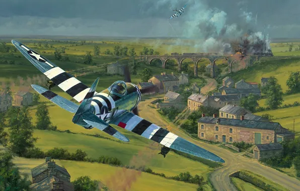 Картинка war, art, aviation, ww2, P-47 Thunderbolt