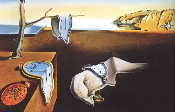 Картинка время, сюрреализм, часы, масло, картина, художник, холст, Сальвадор Дали, Salvador Dali, Постоянство памяти, знаменитая, 1931 …