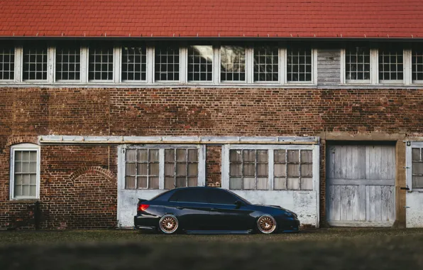 Здание, Subaru, ангар, колеса, WRX, сторона