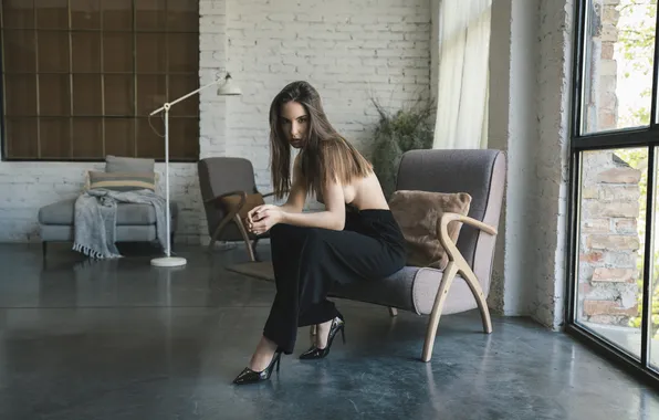 Sexy, woman, young, beautiful, model, nude, long-haired