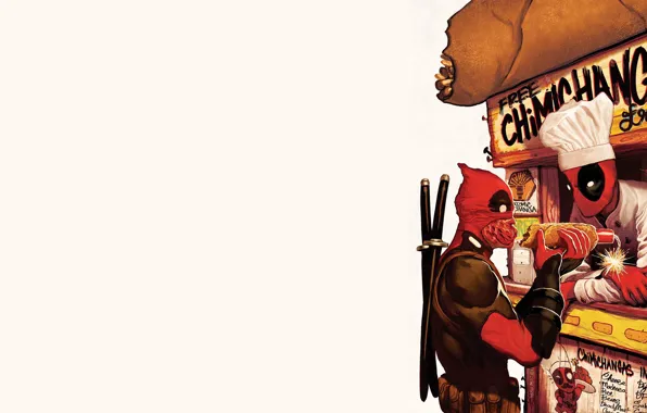 Красный, повар, Deadpool, Дэдпул, катаны, comics, MARVEL, Уэйд Уилсон