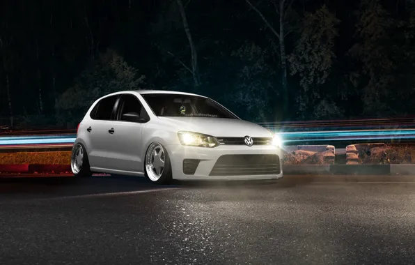 Volkswagen, light, white, wheels, style, tuning, polo, face