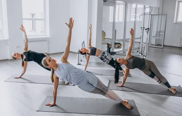 Inside, group, gym, yoga, classes