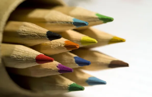 Картинка макро, цвет, карандаши