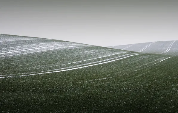 Картинка поле, снег, пейзаж, природа, волна