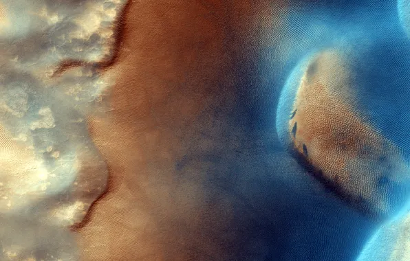 Картинка планета, текстура, игра цвета, поверхность Марса