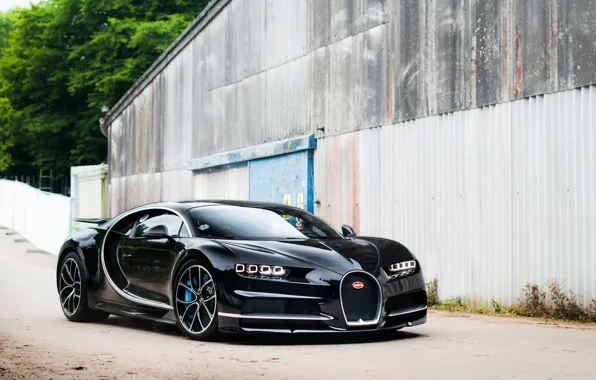 Картинка Bugatti, Black, street, Chiron