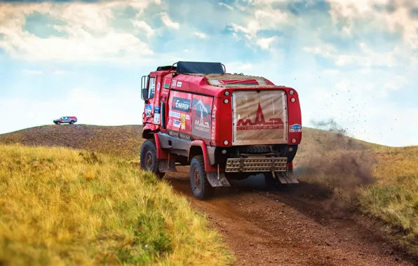 Красный, Спорт, Грузовик, Гонка, Rally, Ралли, Бездорожье, 304
