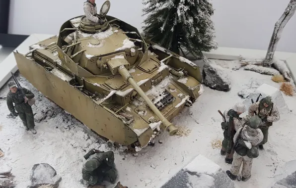 Игрушка, танк, солдатики, моделька