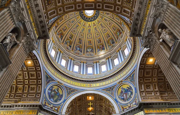Картинка купол, религия, Ватикан, собор Святого Петра, фрески