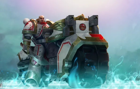 Фантастика, доспехи, warhammer, bike, art, space marine, warhammer 40k, white scar