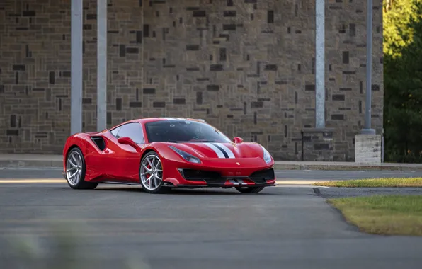 Ferrari, Red, Black, White, 488 Pista