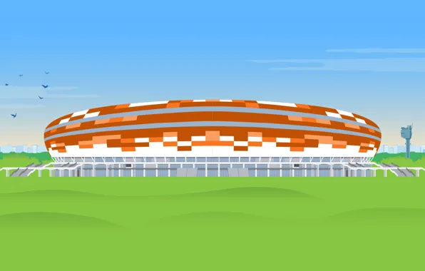 Рисунок, Футбол, Россия, Арт, Stadium, Саранск, Мордовия, Mordovia Arena