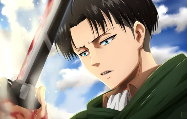 Аниме, Кровь, Shingeki no Kyojin, Атака титанов, Вторжение гигантов, Леви Аккерман, Леви, Ривай