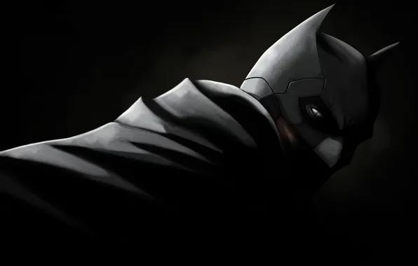 Картинка взгляд, маска, костюм, плащ, Batman, Bruce Wayne